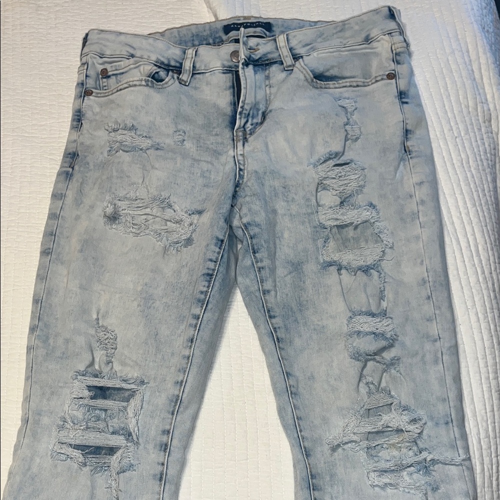 Aeropostale Light Blue Distressed Skinny Jeans